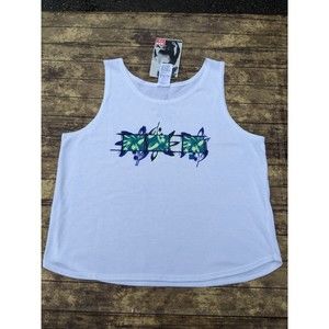 NWT NEW! Vintage In Sport Ladies Waterlily White Tanktop Shirt Made in USA Large